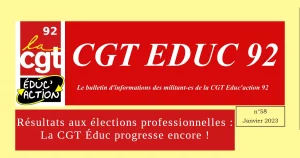 Une Resultats aux elections progessionnelles la CGT educ progresse encore J58