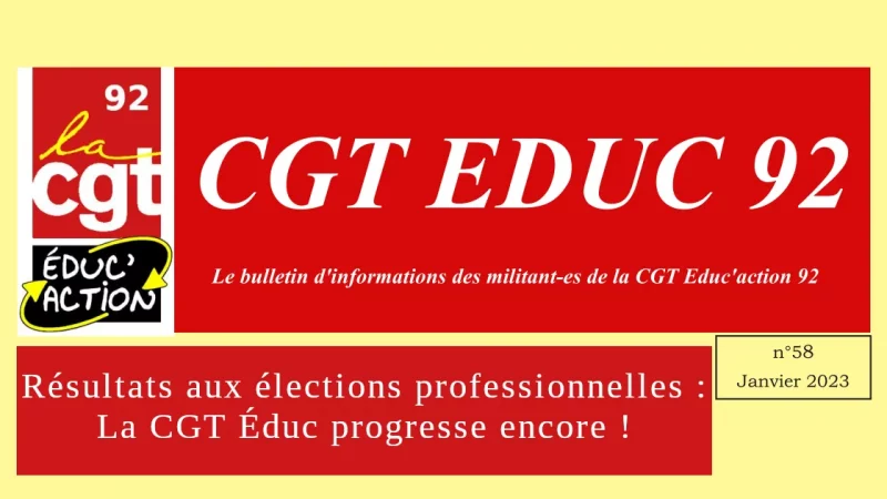 Élections professionnelles : la CGT Éduc progresse encore !