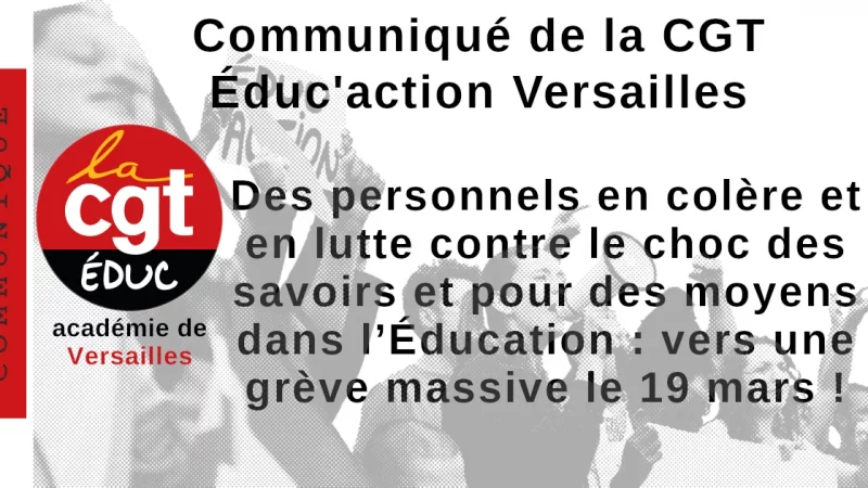 Des personnels en colère et en lutte contre le choc des savoirs et pour des moyens dans l’Éducation : vers une grève massive le 19 mars !