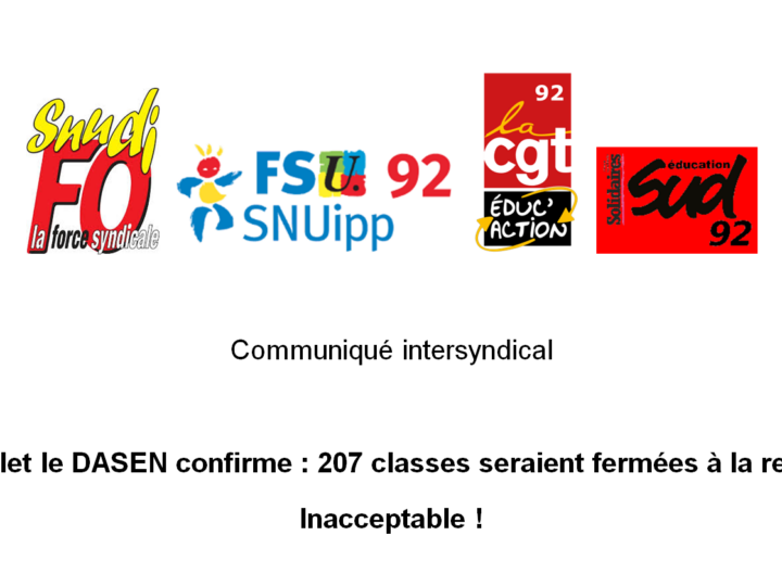 Communiqué intersyndical contre les fermetures de classes