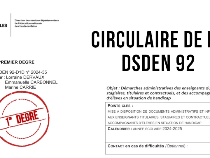 Circulaire de rentrée du 1er degré dans les Hauts-de-Seine (92) – RS 2024