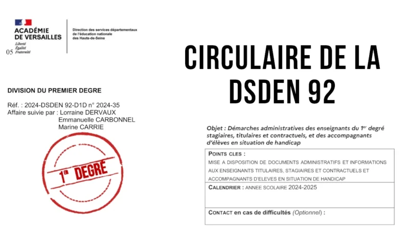 Circulaire de rentrée du 1er degré dans les Hauts-de-Seine (92) – RS 2024