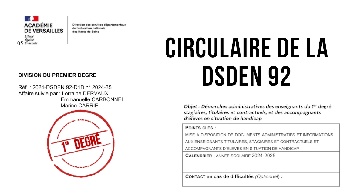 Circulaire de rentrée du 1er degré dans les Hauts-de-Seine (92) – RS 2024