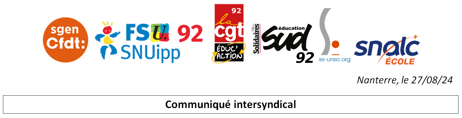 Carte scolaire et Choc des savoirs : Réunion d’information syndicale mercredi 4 septembre